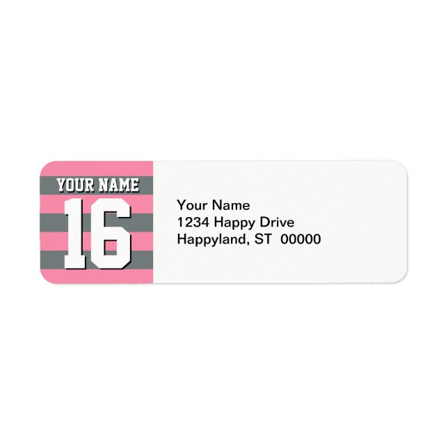 Flamingo Pink Charcoal Team Jersey Preppy Stripe (Front)
