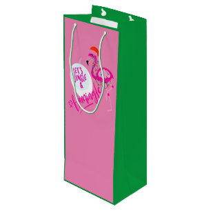 Flamingo Pink Christmas Lights tote Wine Bag