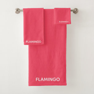 Flamingo pink colour name bath towel set