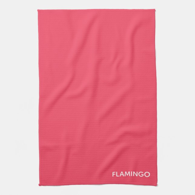 Flamingo pink colour name kitchen towel (Vertical)