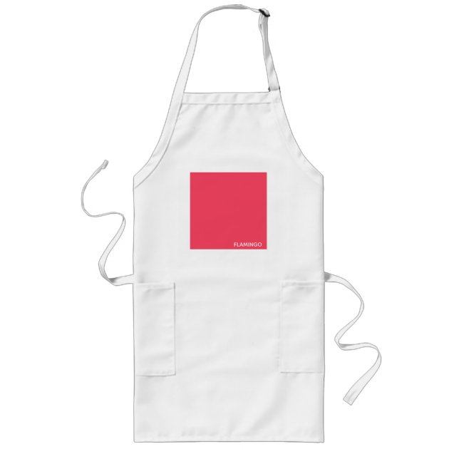 Flamingo pink colour name long apron (Front)