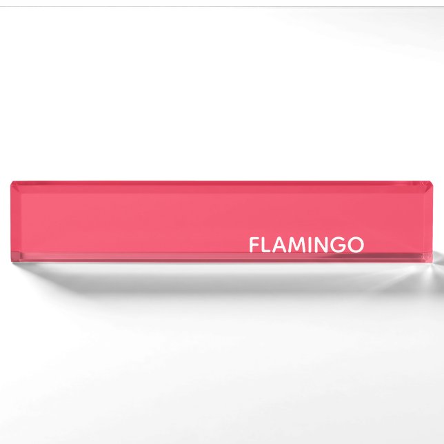 Flamingo pink colour name nameplate (Front)