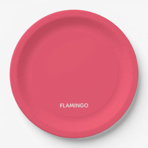 Flamingo pink colour name paper plate