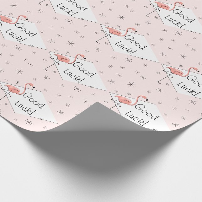 Flamingo Pink diamond Good Luck wrapping paper (Corner)