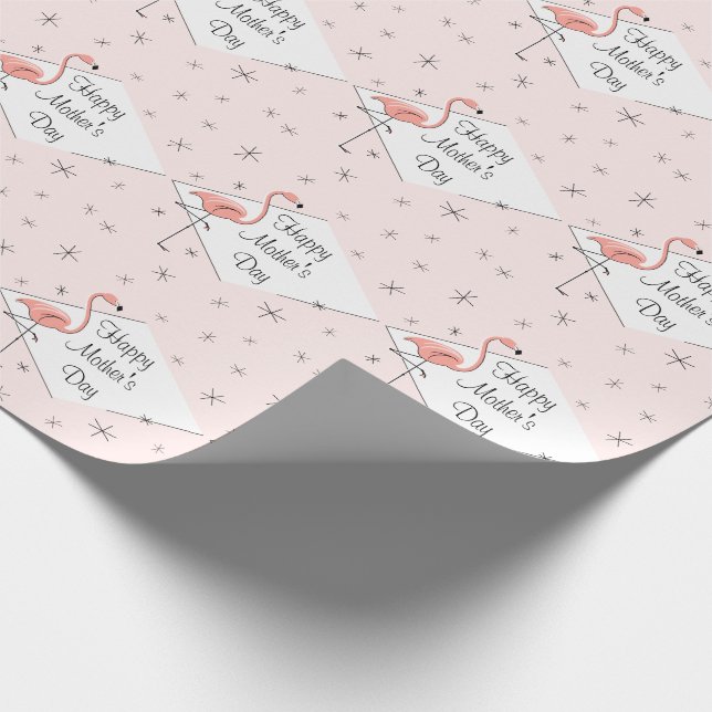 Flamingo Pink diamond Happy Mother's Day gift wrap (Corner)
