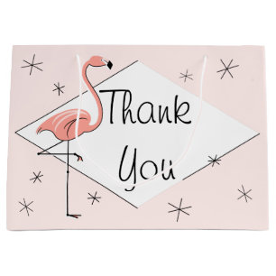 Flamingo Pink diamond Thank You gift bag large