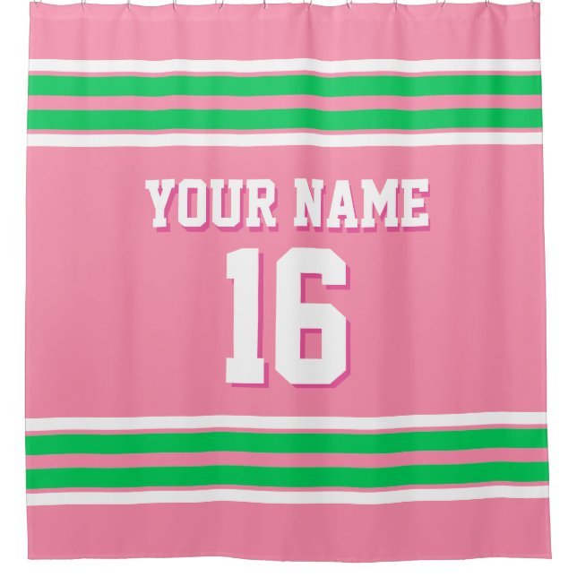 Flamingo Pink Emerald Green Stripes Sports Jersey (Front)
