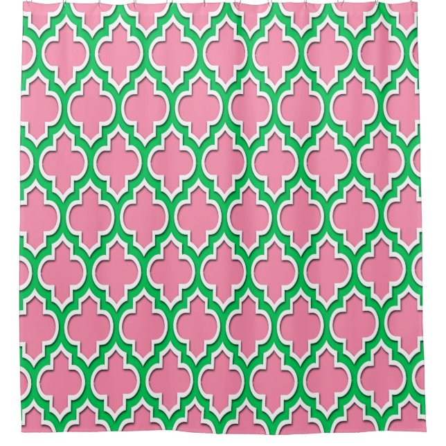 Flamingo Pink Emerald Green White XL Moroccan #4DS (Front)