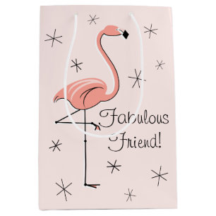 Flamingo Pink 'Fabulous Friend!' gift bag medium