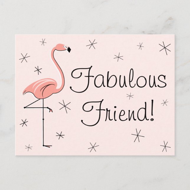 Flamingo Pink "Fabulous Friend!" postcard (Front)
