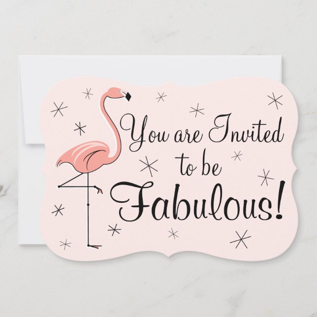 Flamingo Pink 'Fabulous' invitation bracket (Front)