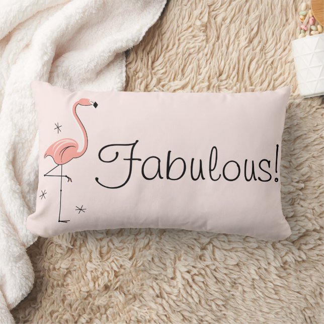Flamingo Pink 'Fabulous!' lumbar Pillow (Blanket)