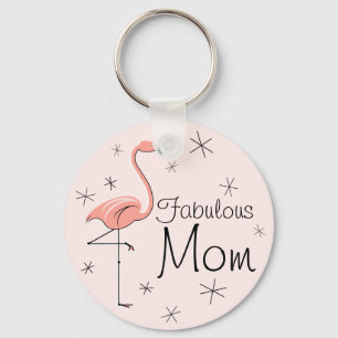 Flamingo Pink 'Fabulous Mom' keychain