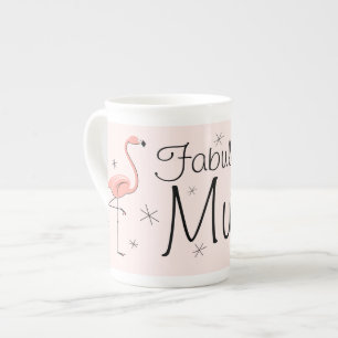 Flamingo Pink Fabulous Mum bone china mug