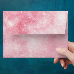 Flamingo Pink Faux Glitter Sparkle Envelope