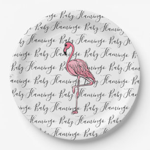 Flamingo   pink flamingo, pink tropical bird  paper plate