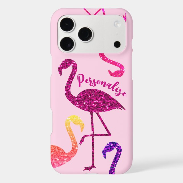 Flamingo pink glitter sparkles Personalize (Back)