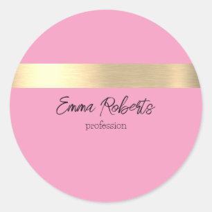 Flamingo Pink Gold Foil Rustic Faux  Classic Round Sticker