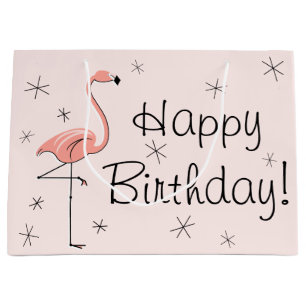 Flamingo Pink 'Happy Birthday!' gift bag large