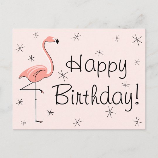 Flamingo Pink Happy Birthday Postcard Zazzle Ca Flamingo Pink Happy Birthday Postcard Zazzle Ca