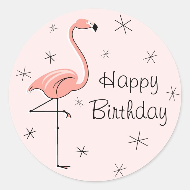Flamingo Pink Happy Birthday sticker (Front)