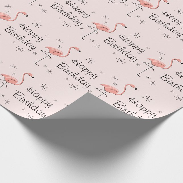 Flamingo Pink 'Happy Birthday' wrapping paper (Corner)