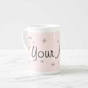 Flamingo Pink Name bone china mug