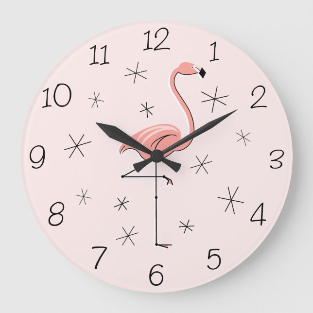 Flamingo Pink numbers clock round (Front)