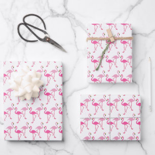Flamingo pink pattern wrapping paper sheet