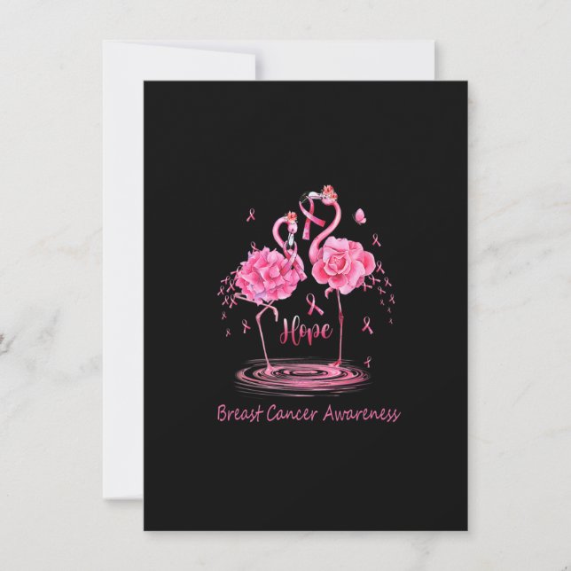 Flamingo Pink Ribbon Butterflies Breast Cancer Awa Invitation (Front)