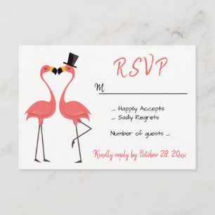 Flamingo Pink RSVP Wedding Tropical Party Beach