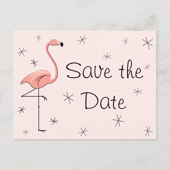 Flamingo Pink "Save the Date" postcard (Front)