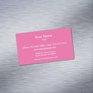Flamingo Pink Solid Colour Magnetic Business Card