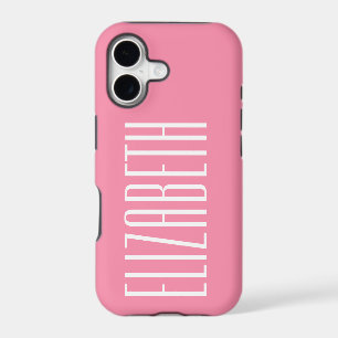 Flamingo Pink Solid Colour Minimalist Name