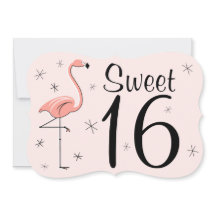 Flamingo Pink 'Sweet 16' invitation bracket