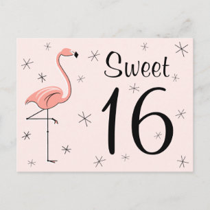Flamingo Pink "Sweet 16" postcard