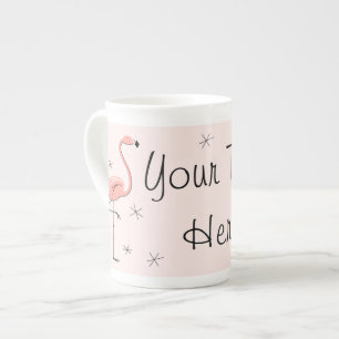 Flamingo Pink Text bone china mug