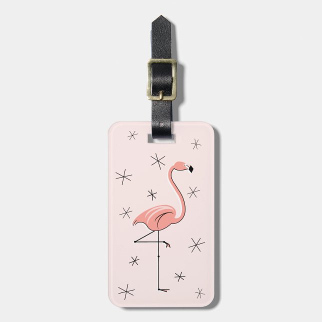 Flamingo Pink 'Text' luggage tag (Front Vertical)