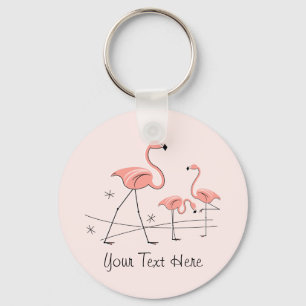 Flamingo Pink Trio 2 Text key chain