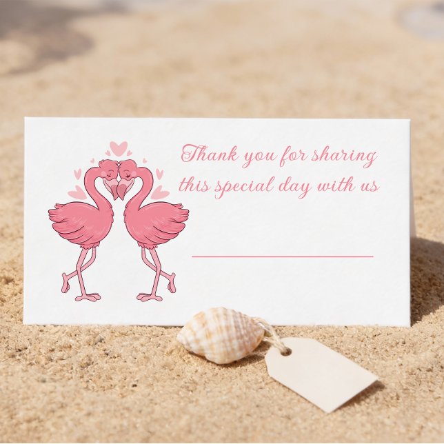 Flamingo Pink Tropical Beach Wedding Escort Place Card (Creator Uploaded)