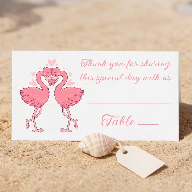 Flamingo Pink Tropical Beach Wedding Escort Place Card (Creator Uploaded)