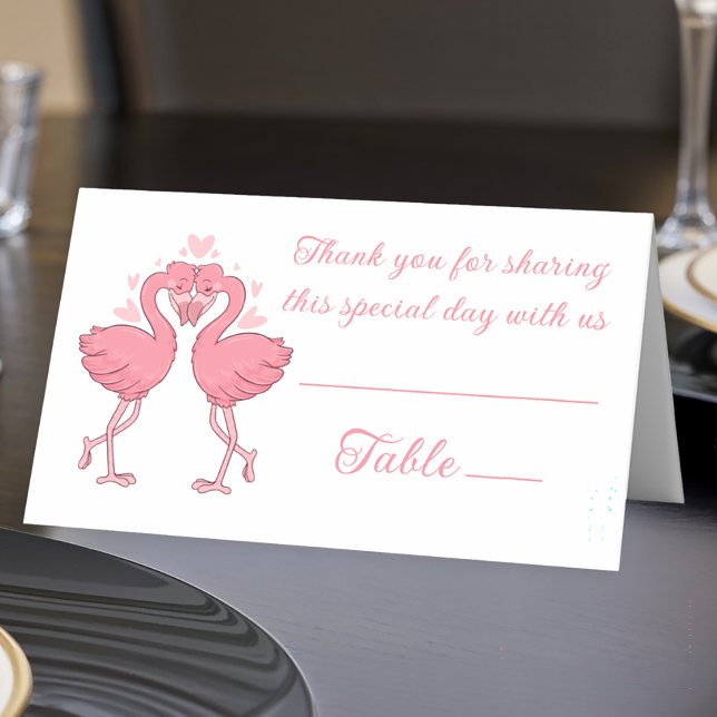 Flamingo Pink Tropical Beach Wedding Escort Place Card (Creator Uploaded)