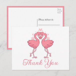 Flamingo Pink Tropical Beach Wedding Thank You Postcard