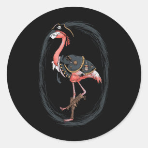 Flamingo Pirate Funny Halloween Costume Idea Classic Round Sticker