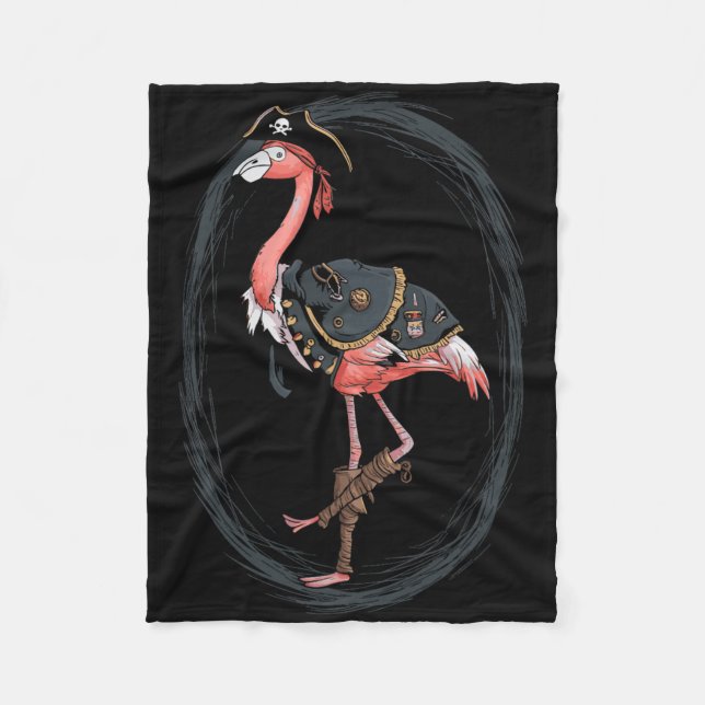 Flamingo Pirate Funny Halloween Costume Idea  Fleece Blanket (Front)
