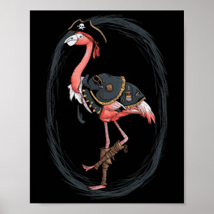 Flamingo Pirate Funny Halloween Costume Idea  Poster