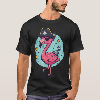 Flamingo Pirate Hat Funny Animal T-Shirt