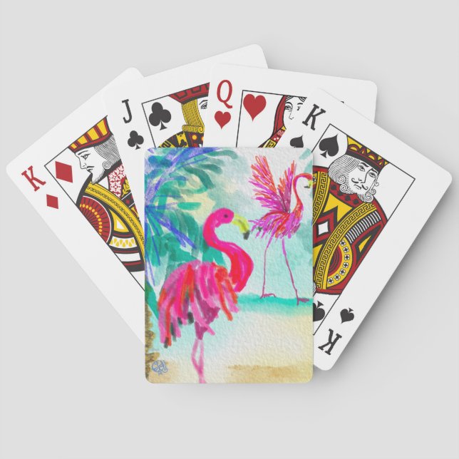 Flamingo playing cards, art by Jeanine Handley Playing Cards (Back)