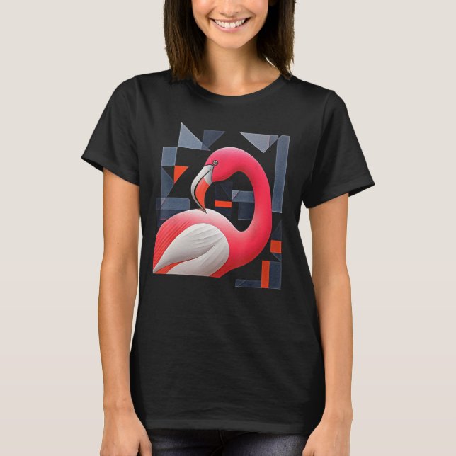 Flamingo Polygon Artwork Animal Motif Flamingo T-Shirt (Front)