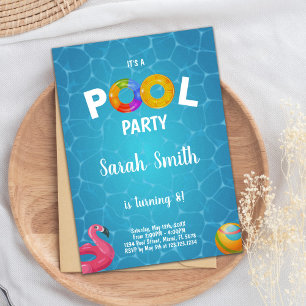 Flamingo Pool Birthday Invitation
